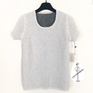 EK Reversible Textured Sweater in White/Black